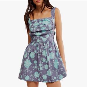 Free People Lavender and Teal Floral Mini Dress